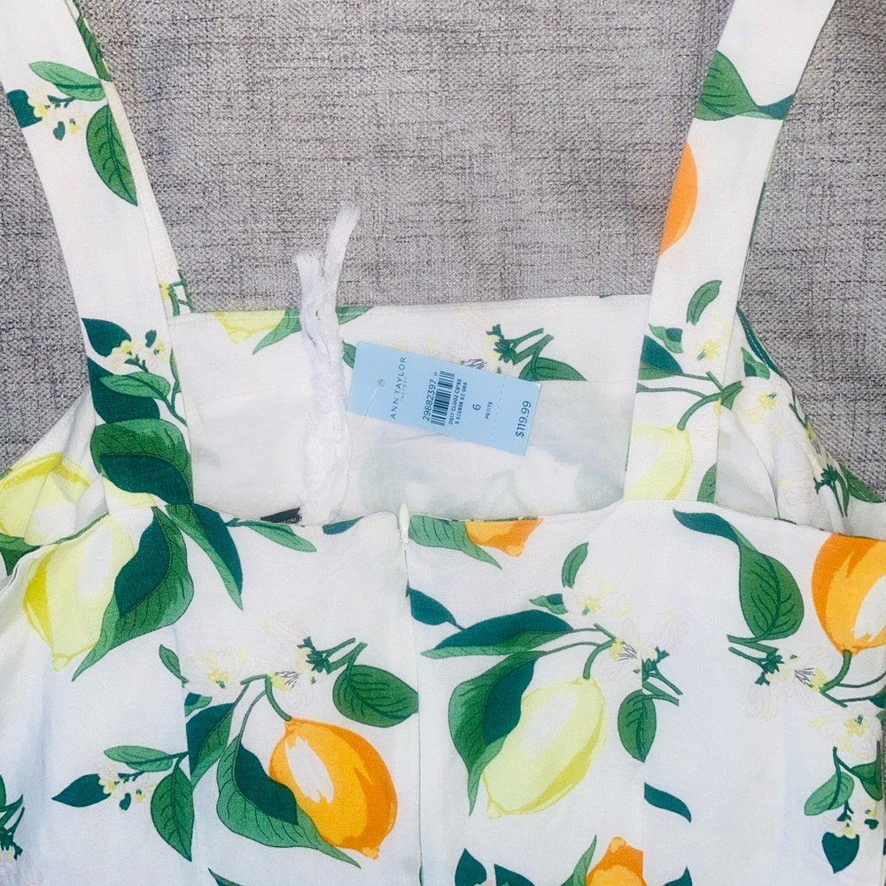 Size 6P Ann Taylor (NWT) Lemon Sundress, Square Neck Sheath Dress, Line - Picture 7 of 13